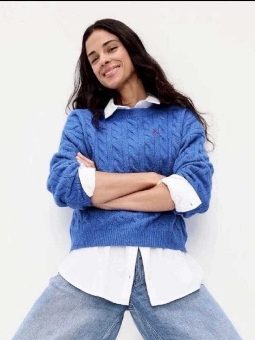 Old Navy x Devil Wears Prada Cerulean Blue Cableknit Crewneck  Sweater Size M